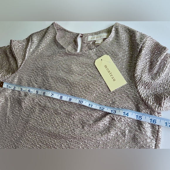 ✨NWT✨ Monteau Los Angeles Short Sleeve
Shirt Rose Gold Metallic Size S - Picture 3 of 11